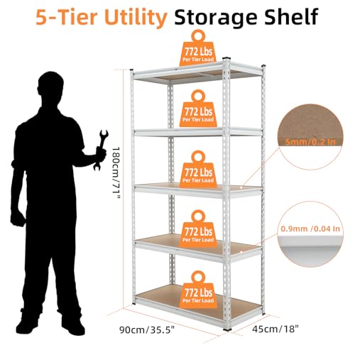 5-Tier Adjustable Heavy Duty Storage Shelves F62914