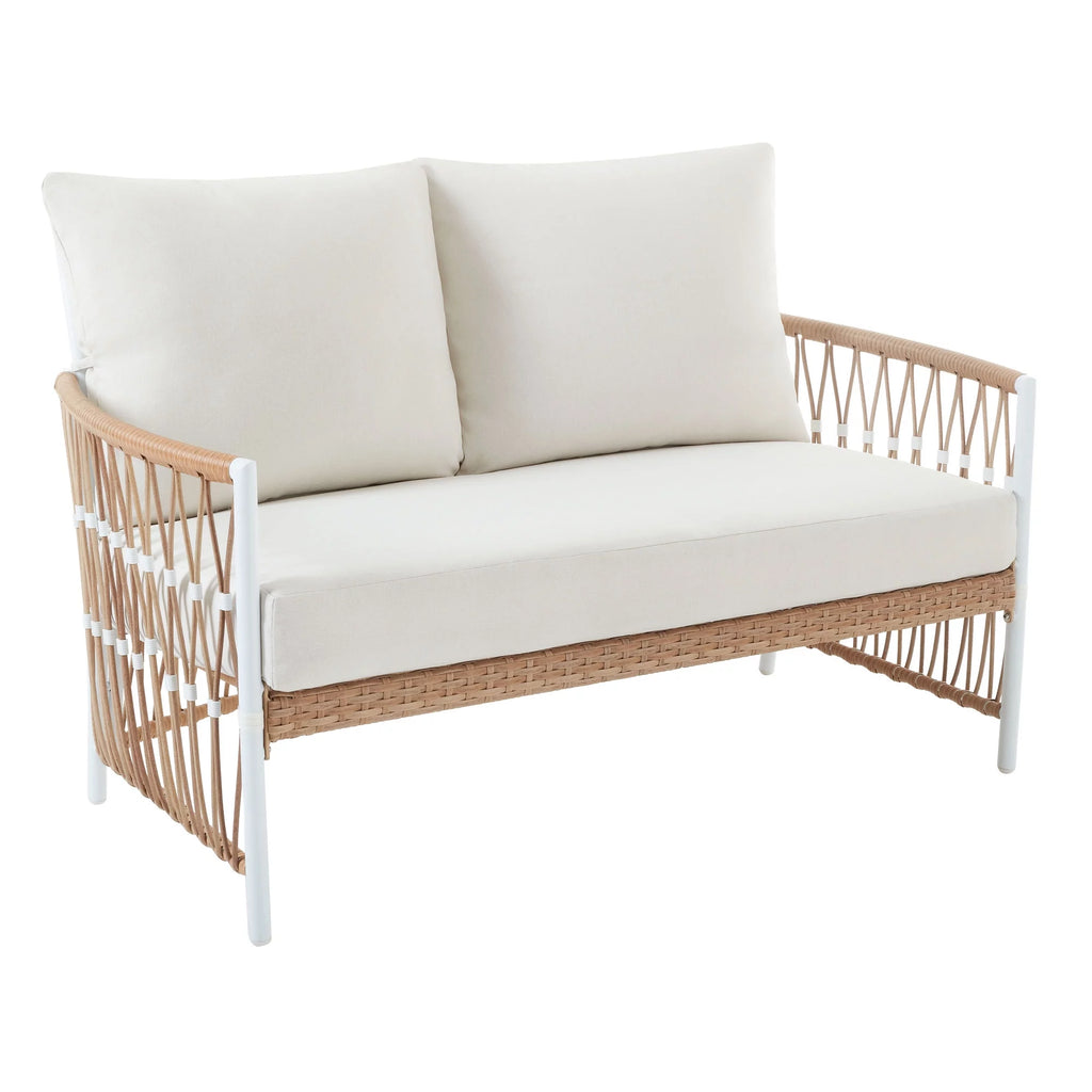 White Wicker Outdoor Loveseat E991