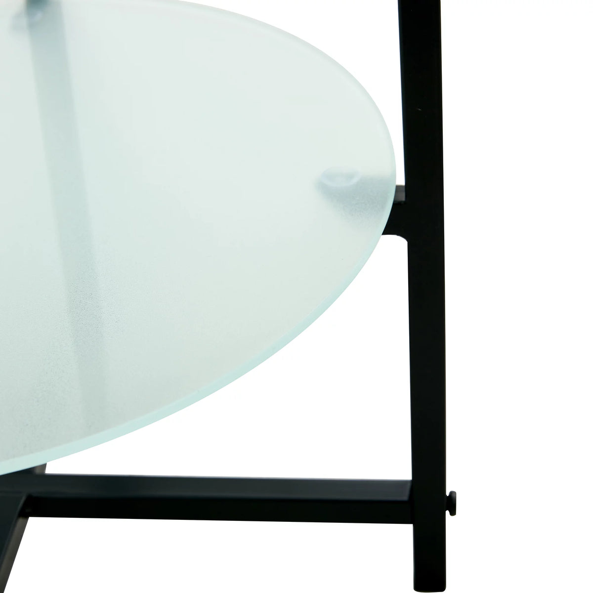 2-Layer Tempered Glass Round End Table C366358