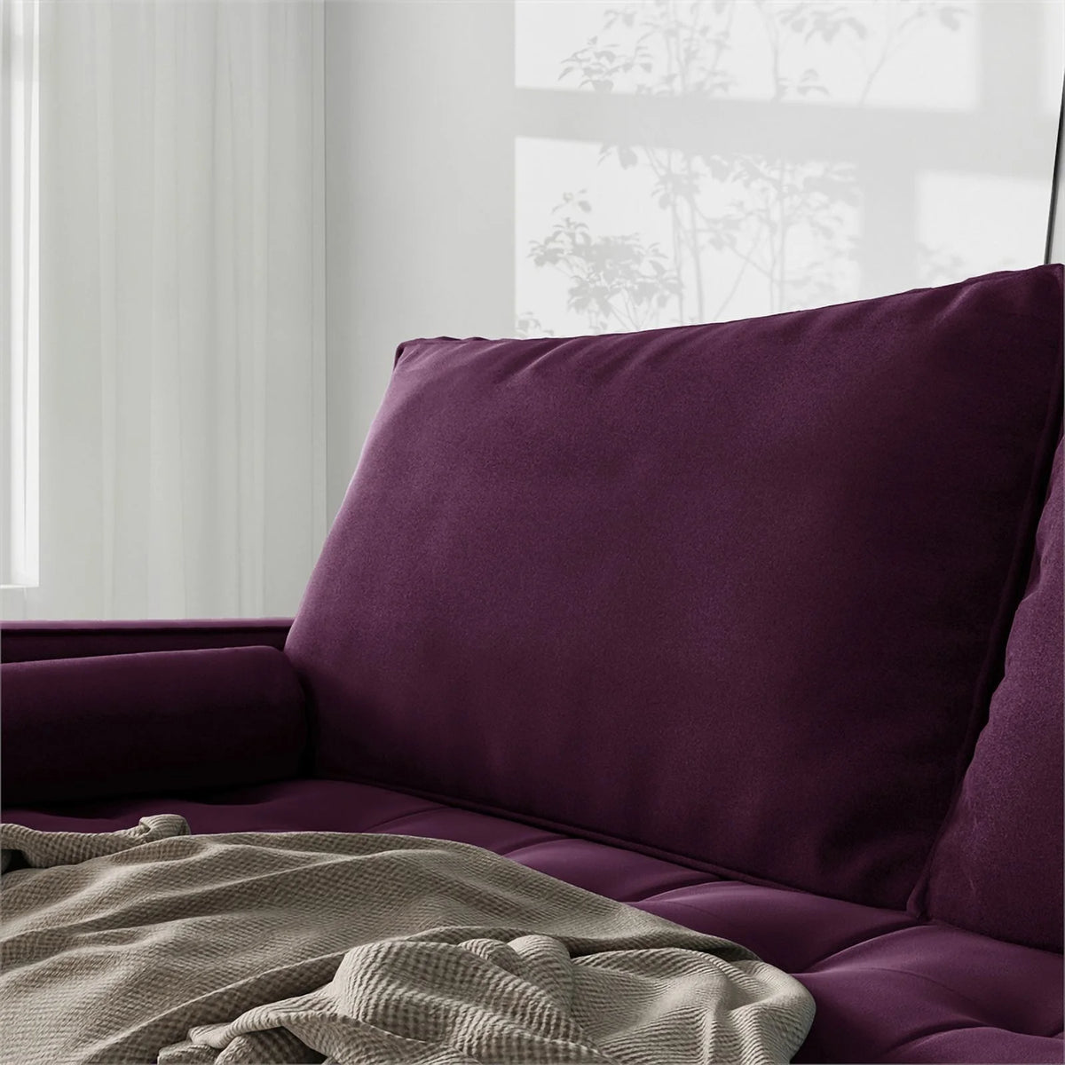 Purple Velvet Upholstered Loveseat Y394132