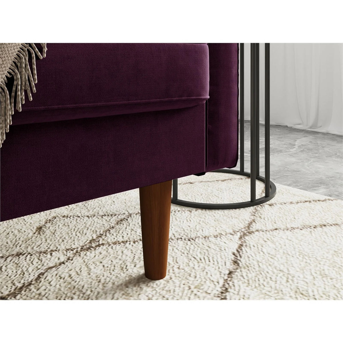 Purple Velvet Upholstered Loveseat Y394132
