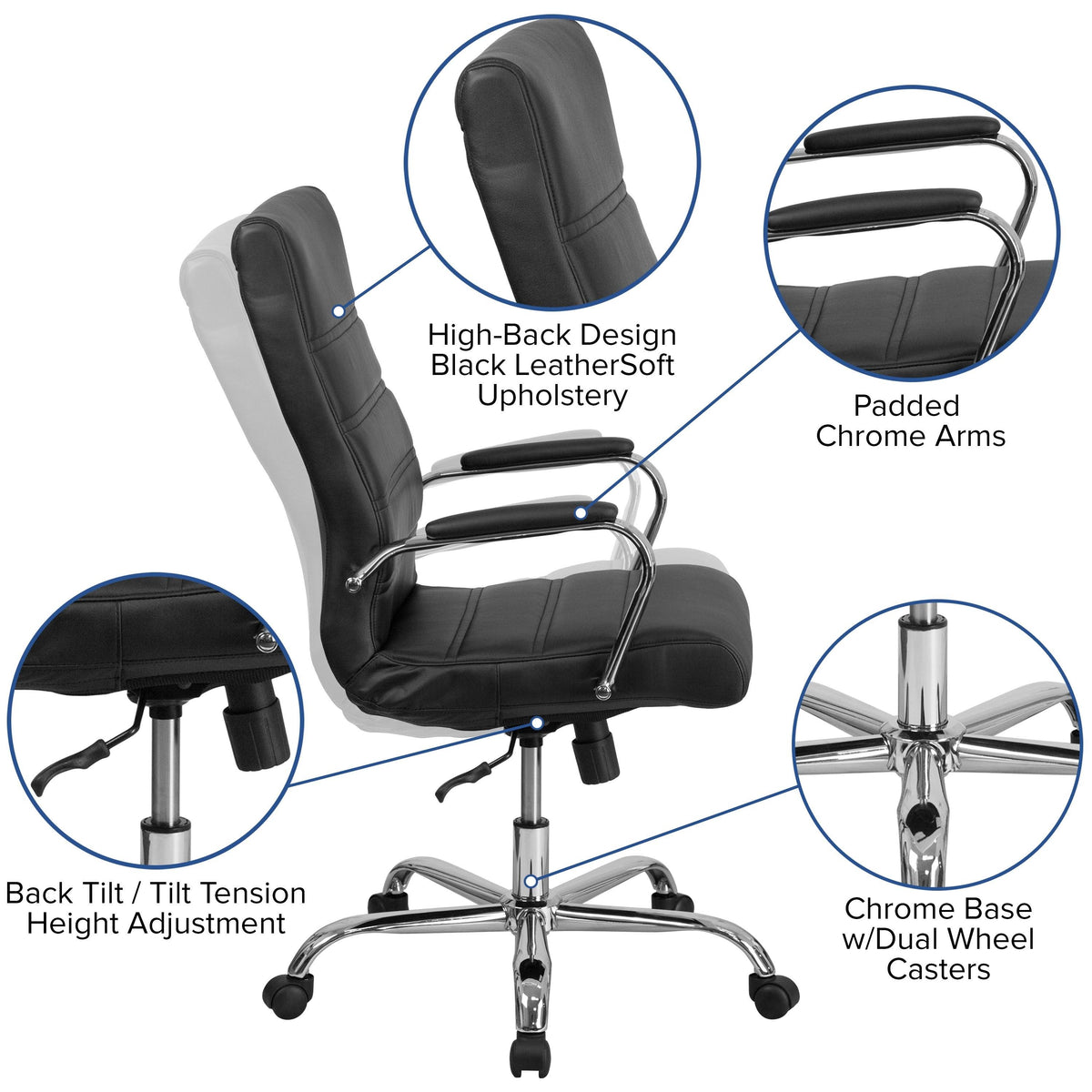 High Back Bonded Leather Executive Swivel Chair G437661