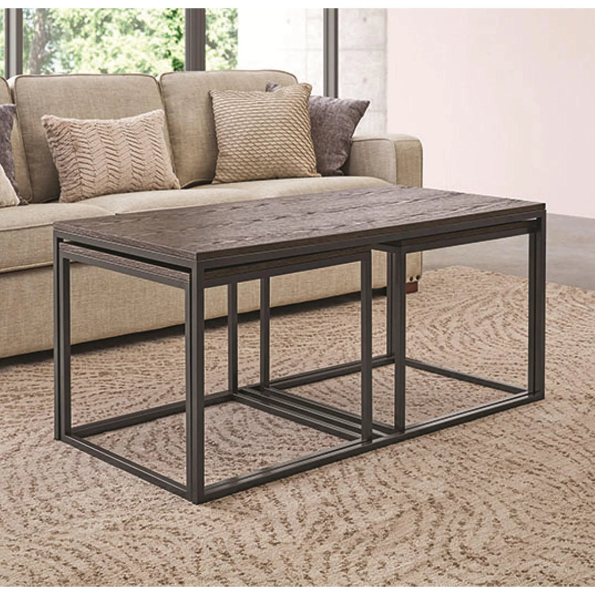 Brown Set of 3 Nesting Coffee Table C2643