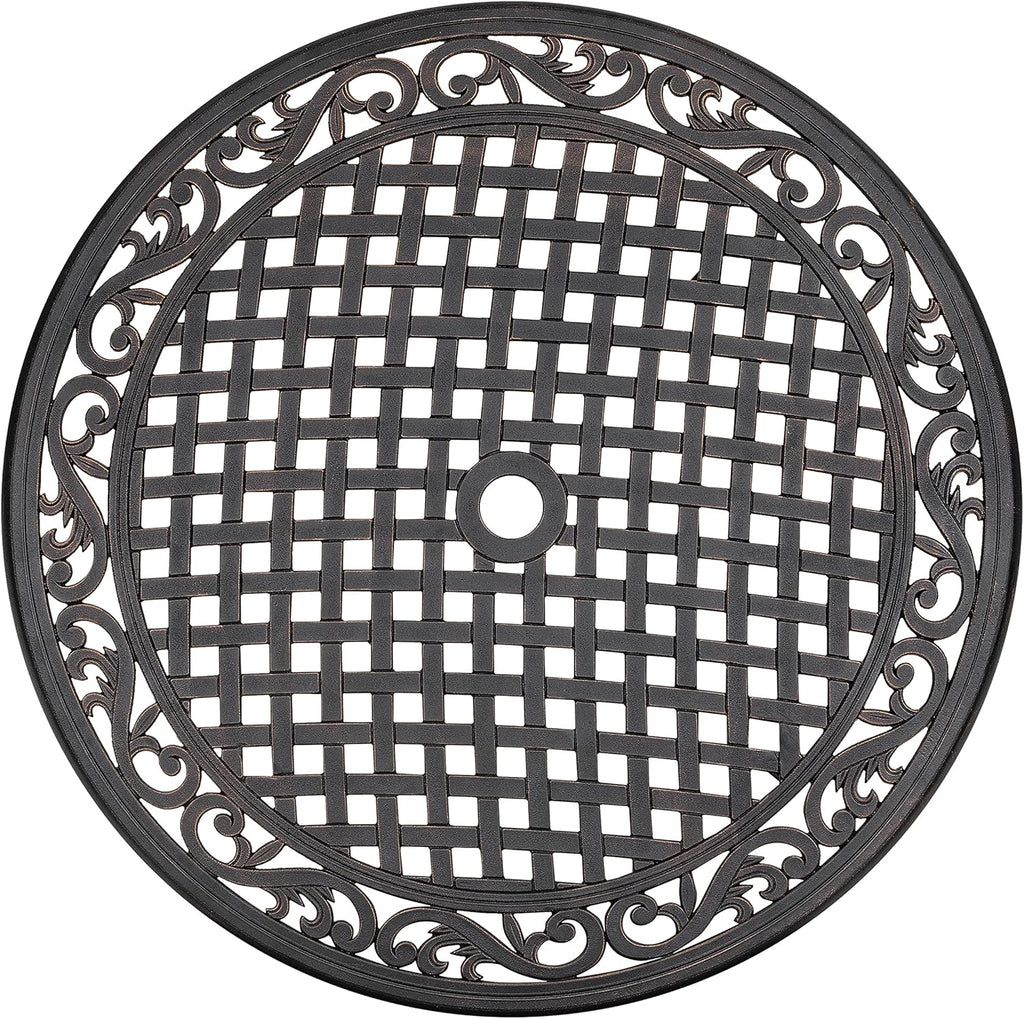 36 Inch Round Cast Aluminum Patio Table with Umbrella Hole T32462