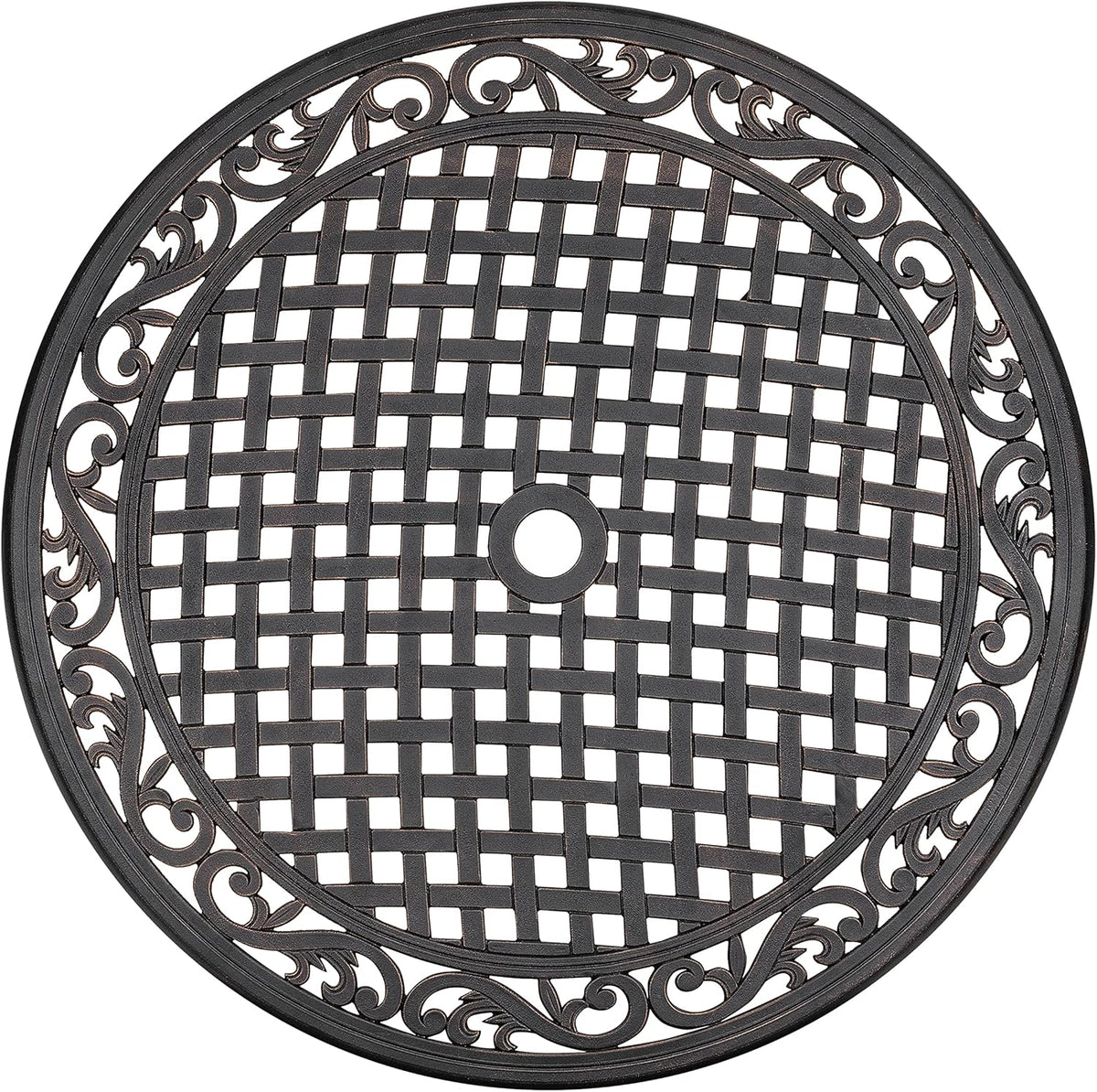 36 Inch Round Cast Aluminum Patio Table with Umbrella Hole T32462