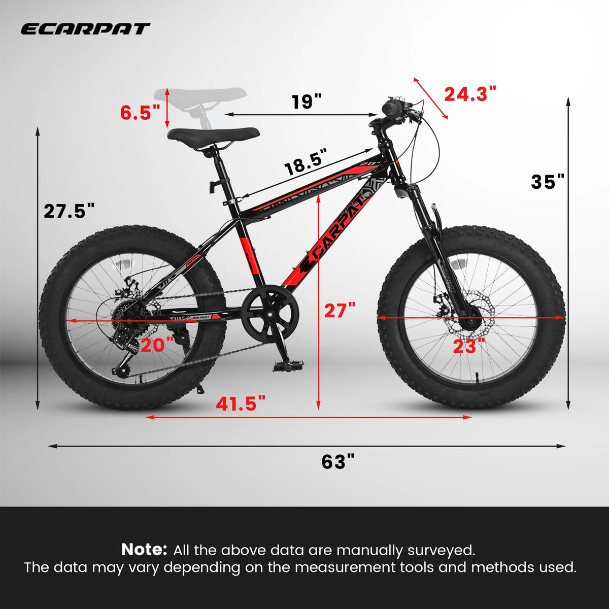 20 Inch 4 Wide Fat Tire 7 Speed Steel Frame Kids Bike H15775