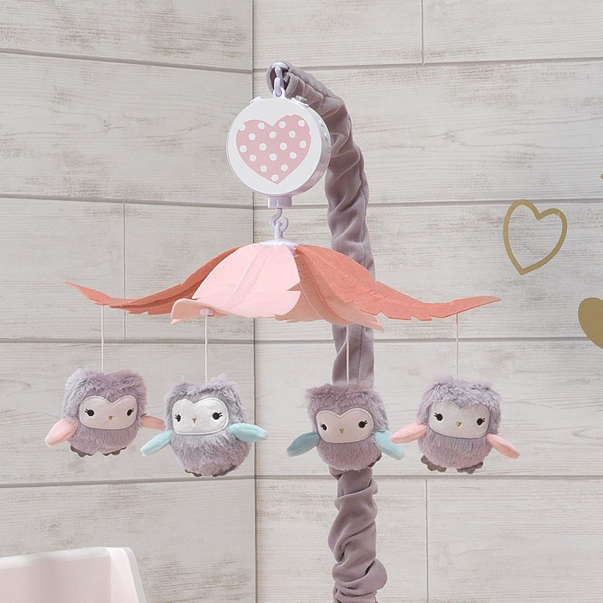 Gray/Pink Musical Baby Crib Mobile Soother Toy P4744