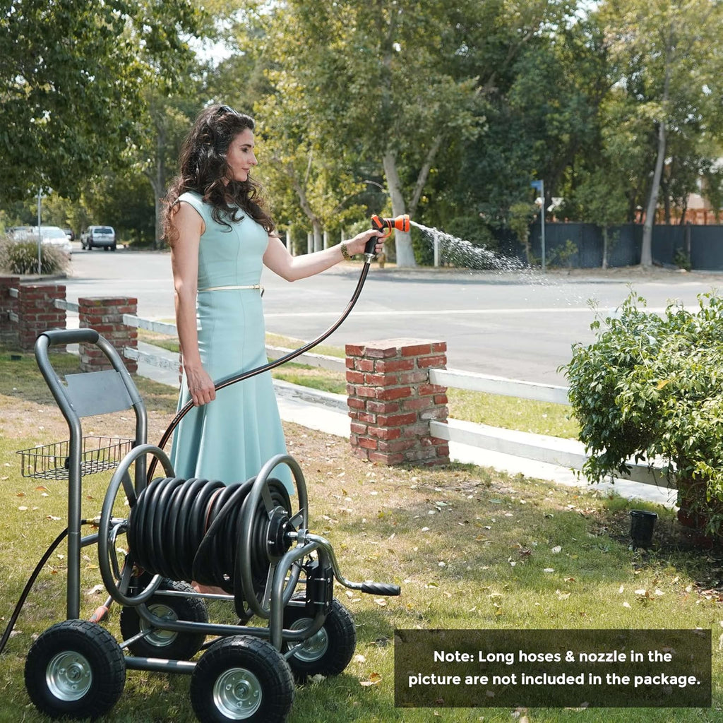 Heavy Duty Hose Reel Cart with 4 Wheels, 250-Feet Capacity P132291