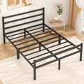 Queen Size Metal Platform Bed Frame with Headboard and Footboard X299568