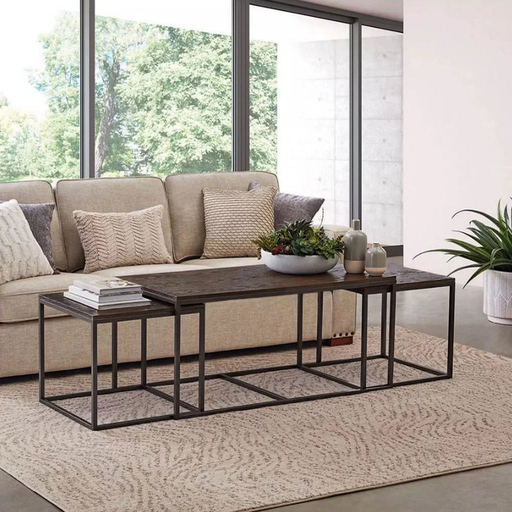 Brown Set of 3 Nesting Coffee Table C2643