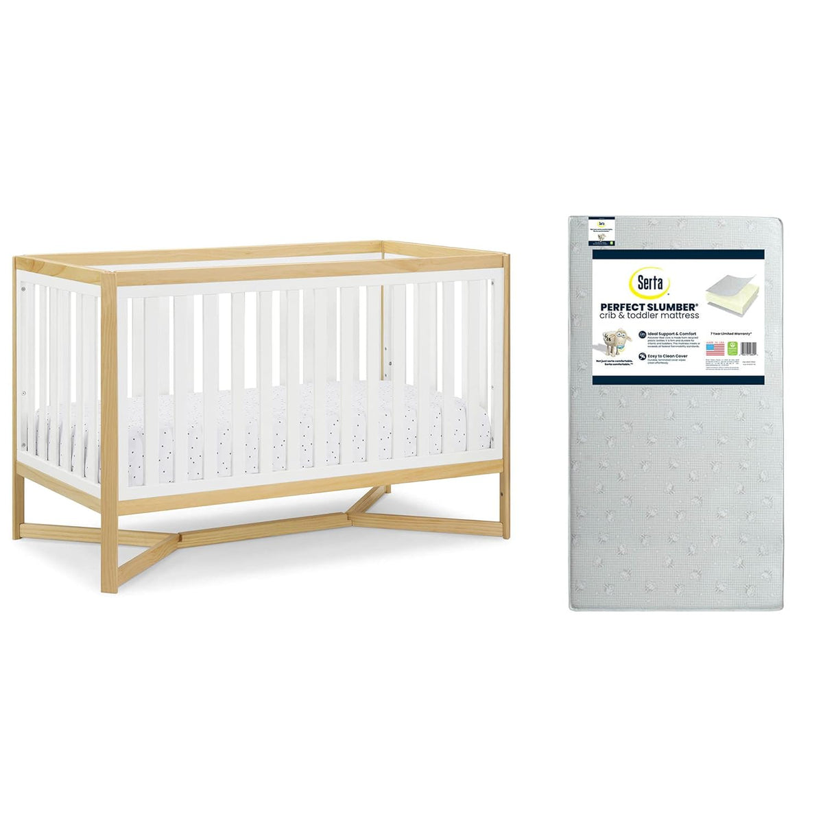 4-in-1 Convertible Crib & Dual Sided Crib & Toddler Mattress G40651