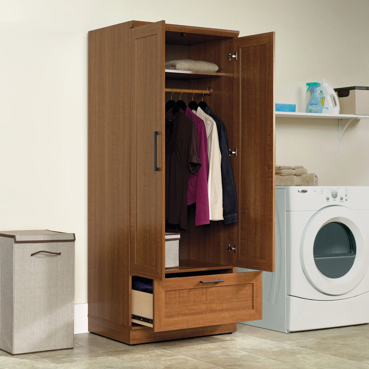 Sienna Oak Finish Wardrobe/Storage Cabinet O9130