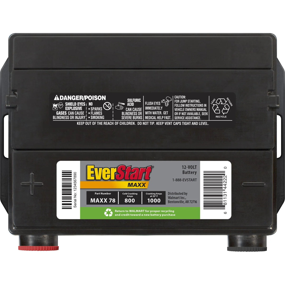 Lead Acid Automotive Battery, Group Size 78 12 Volt, 800 CCA X174
