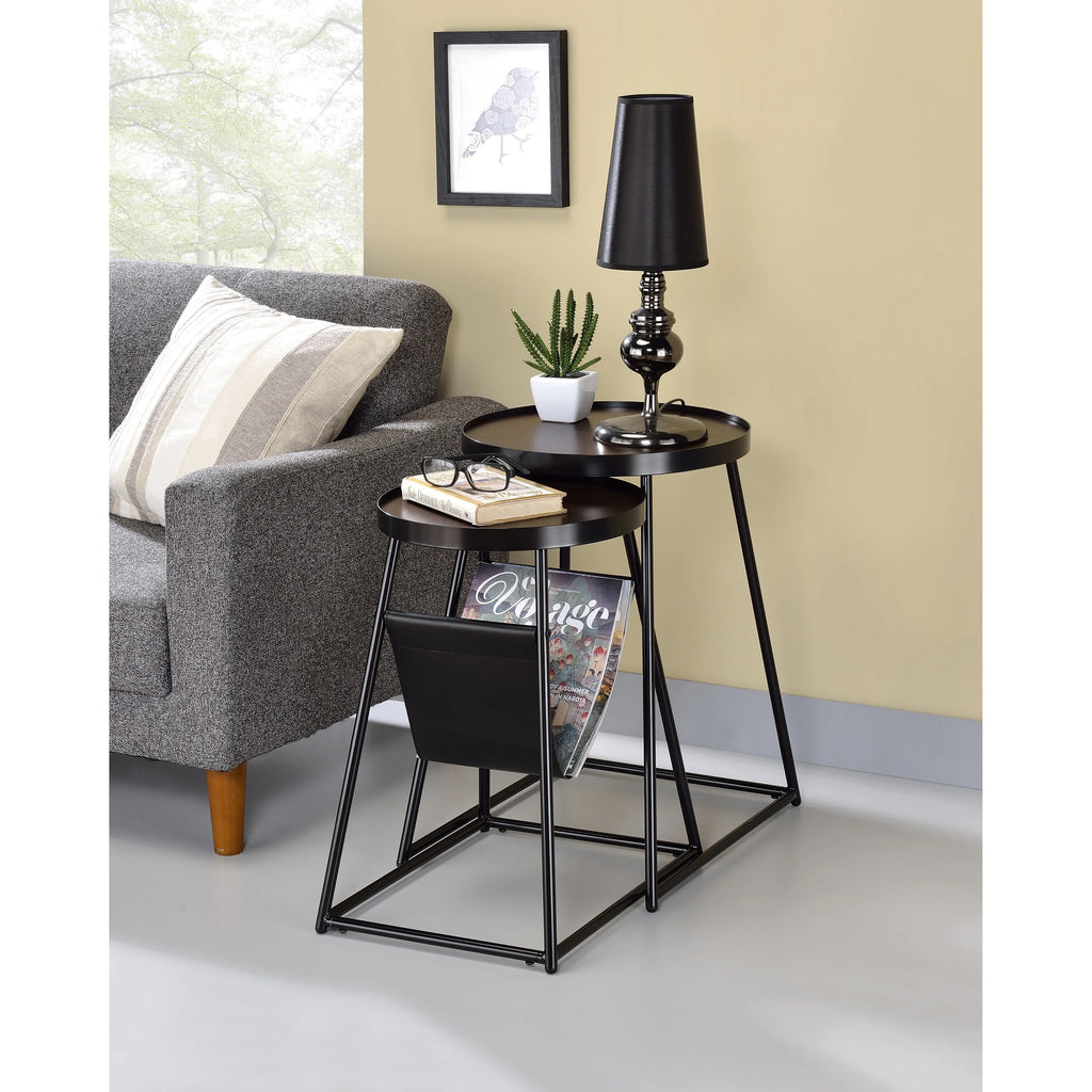 Matte Black Steel 2-Piece Nesting Tables Set E481707