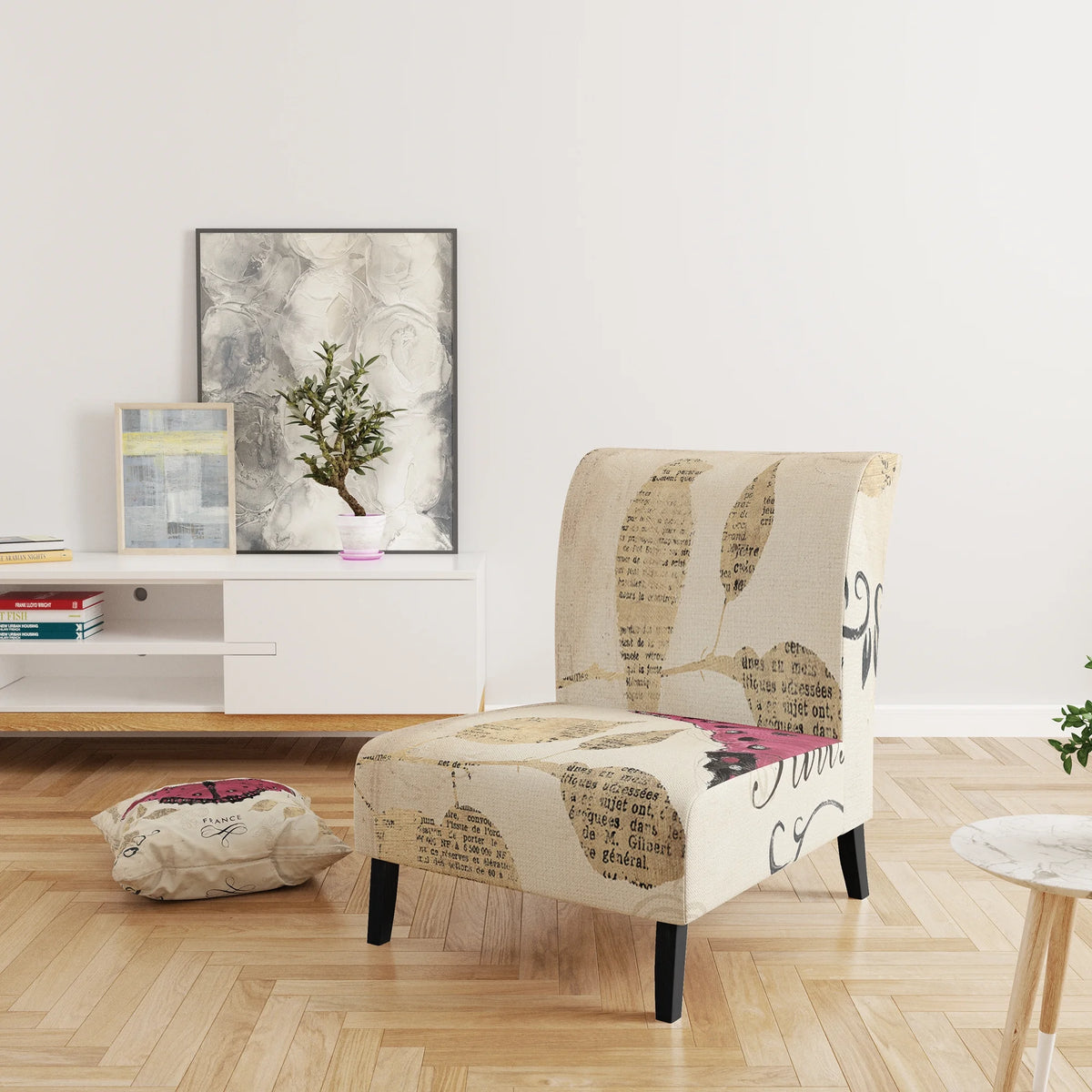 Red Butterfly Upholstered Accent Chair F573839
