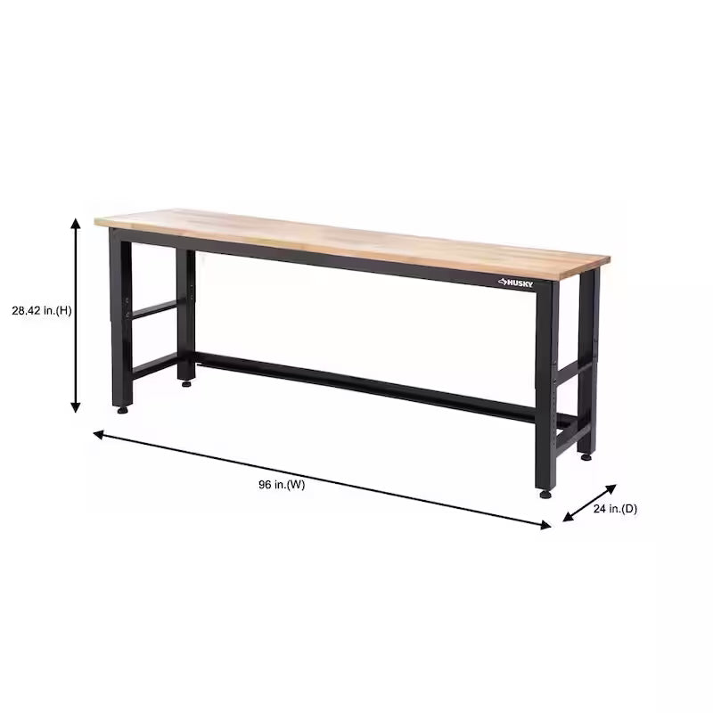 8 ft. Adjustable Height Solid Wood Top Workbench Y629803