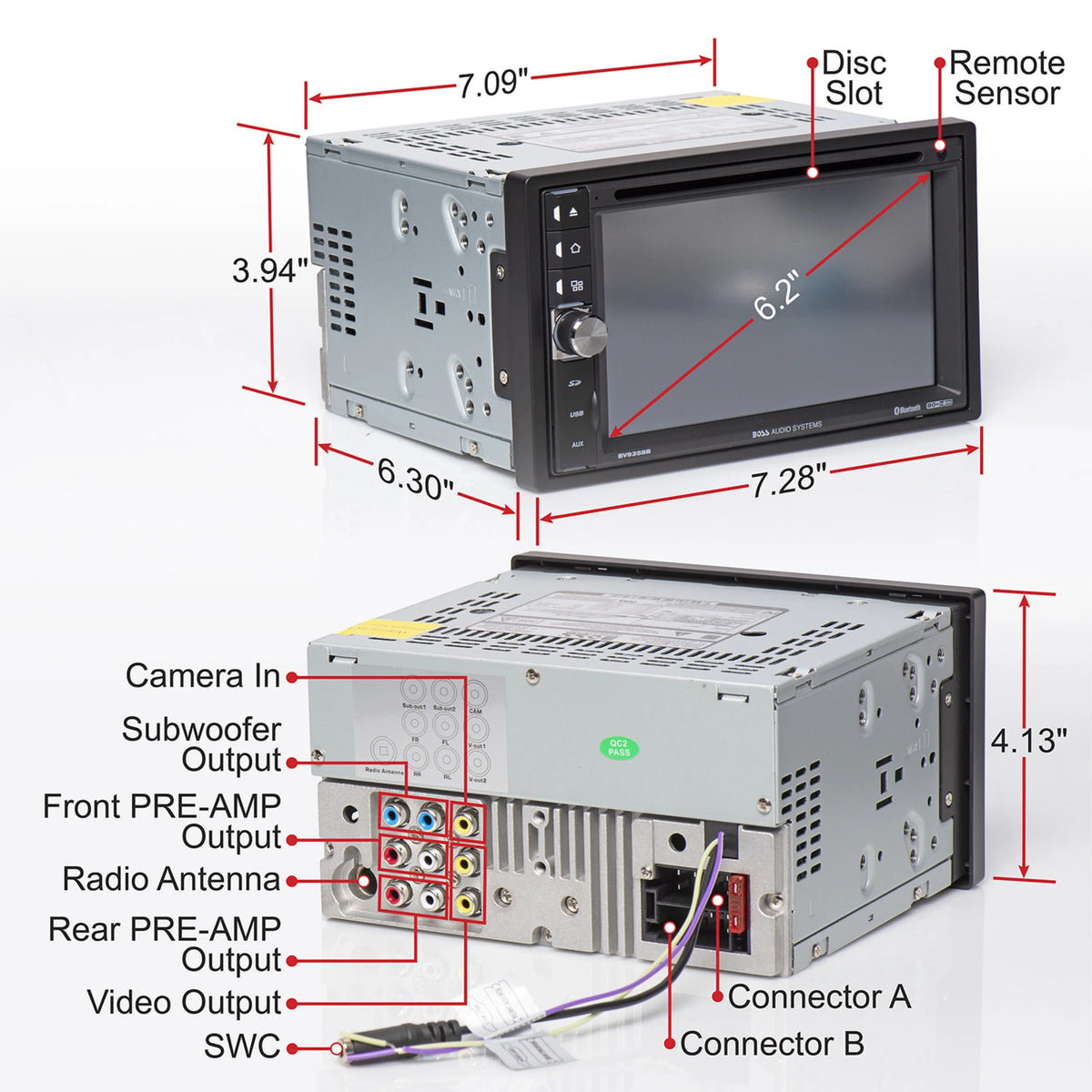 6.2” LCD Car DVD Player with Rearview Camera J20926