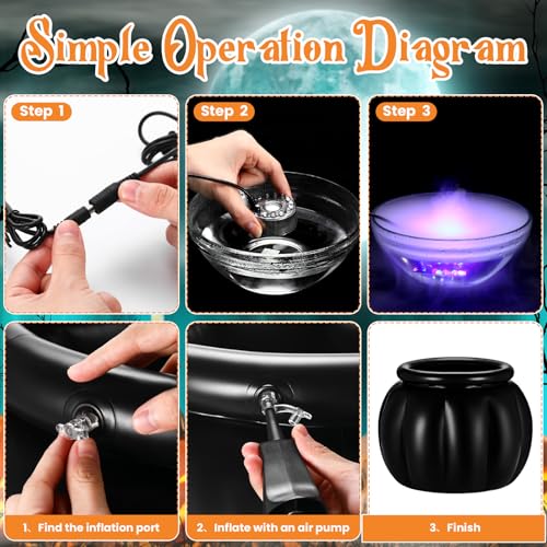 Large Halloween Cauldron with Skeleton LED Inflatable Black Bowl Candy Bucket E66414