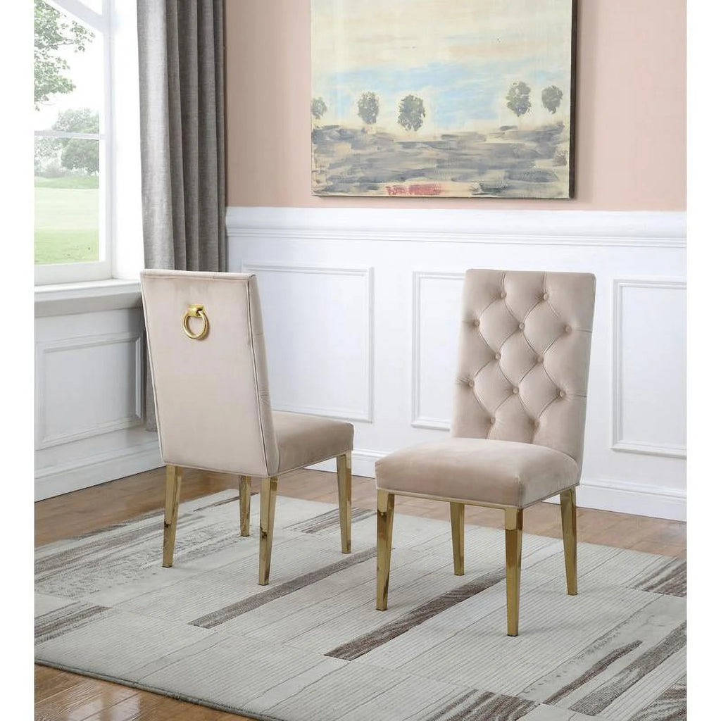 5pc Glass Dining Set with Velvet Chairs B33504