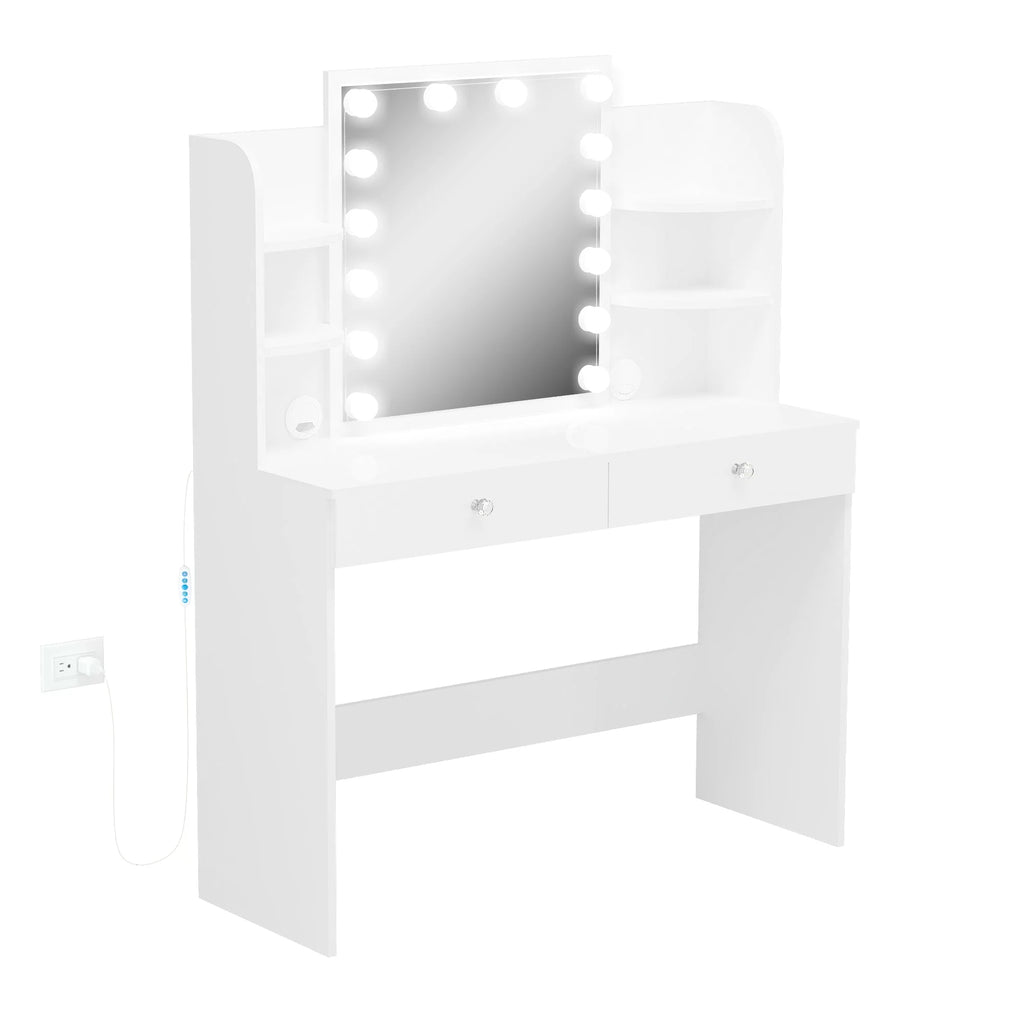 Modern White Vanity Table with Mirror M847