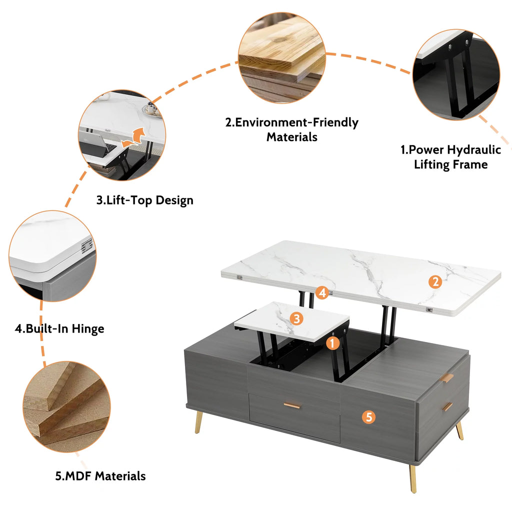 Double Lift Top Coffee Table with 4 Drawers U215274