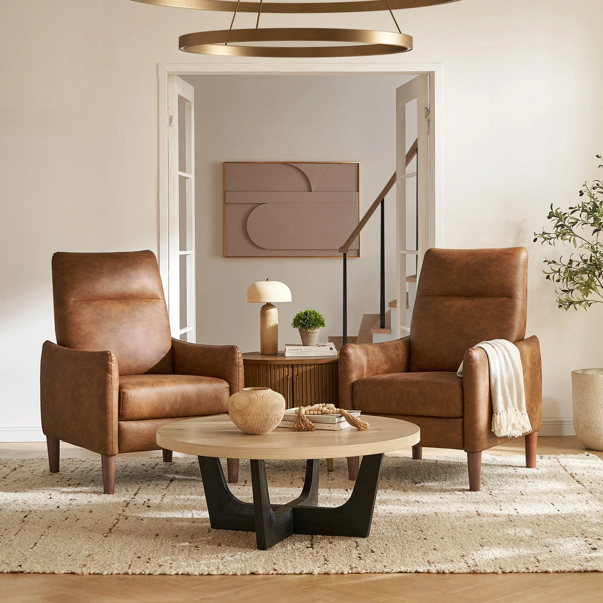 Pecan Brown Faux Leather Recliner P811222