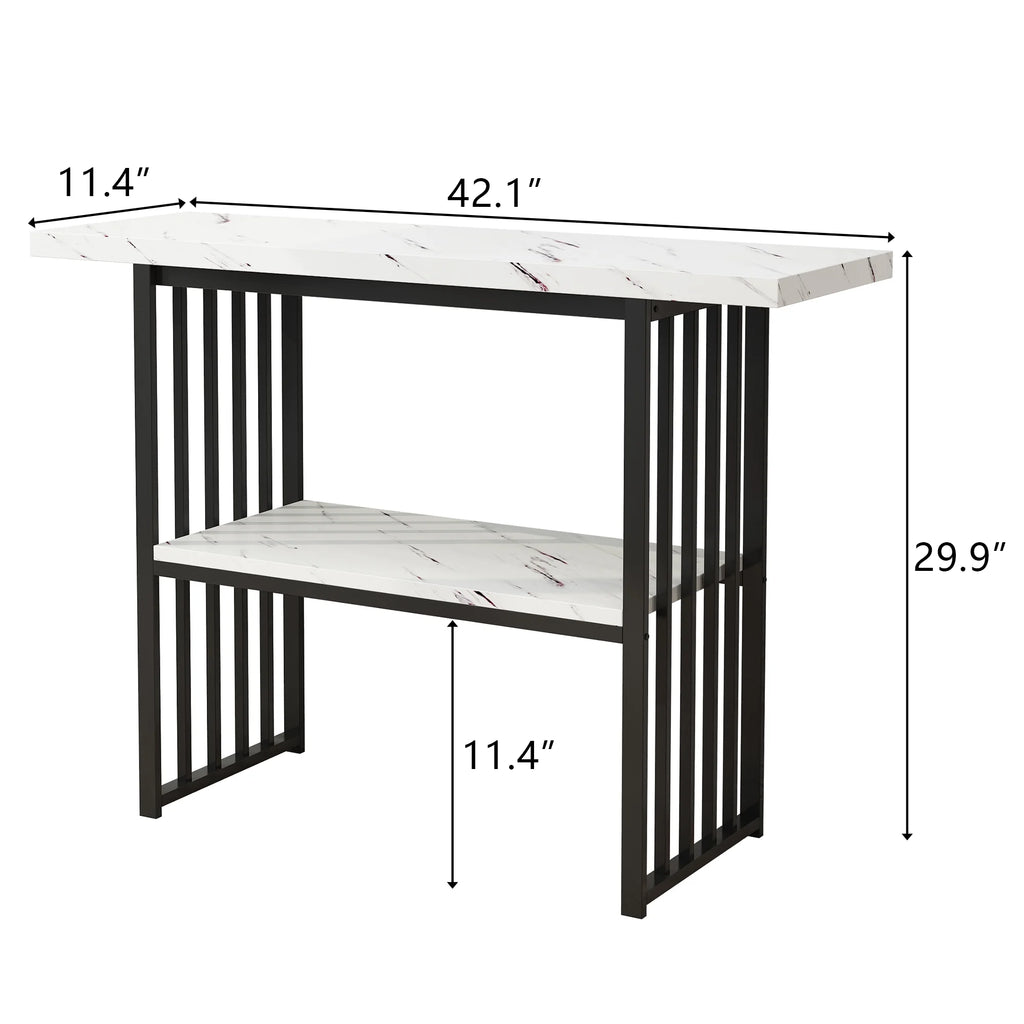 Black & White 42-Inch Console Table with Metal Legs I8388