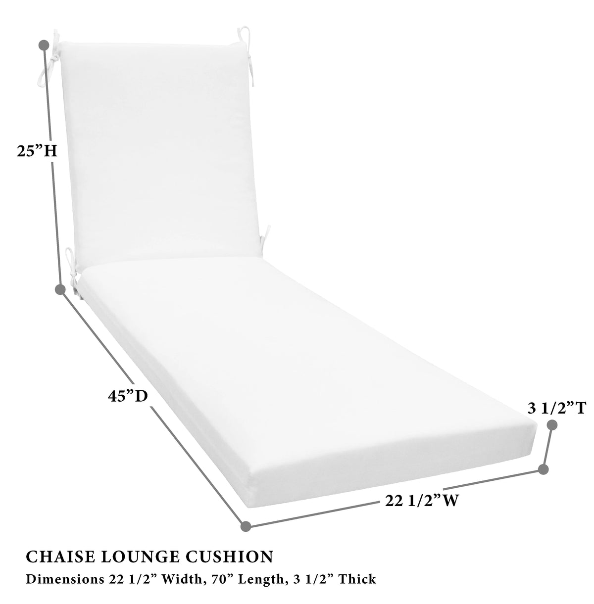 Solid Blue Polyester Outdoor Chaise Lounge Cushion L1634