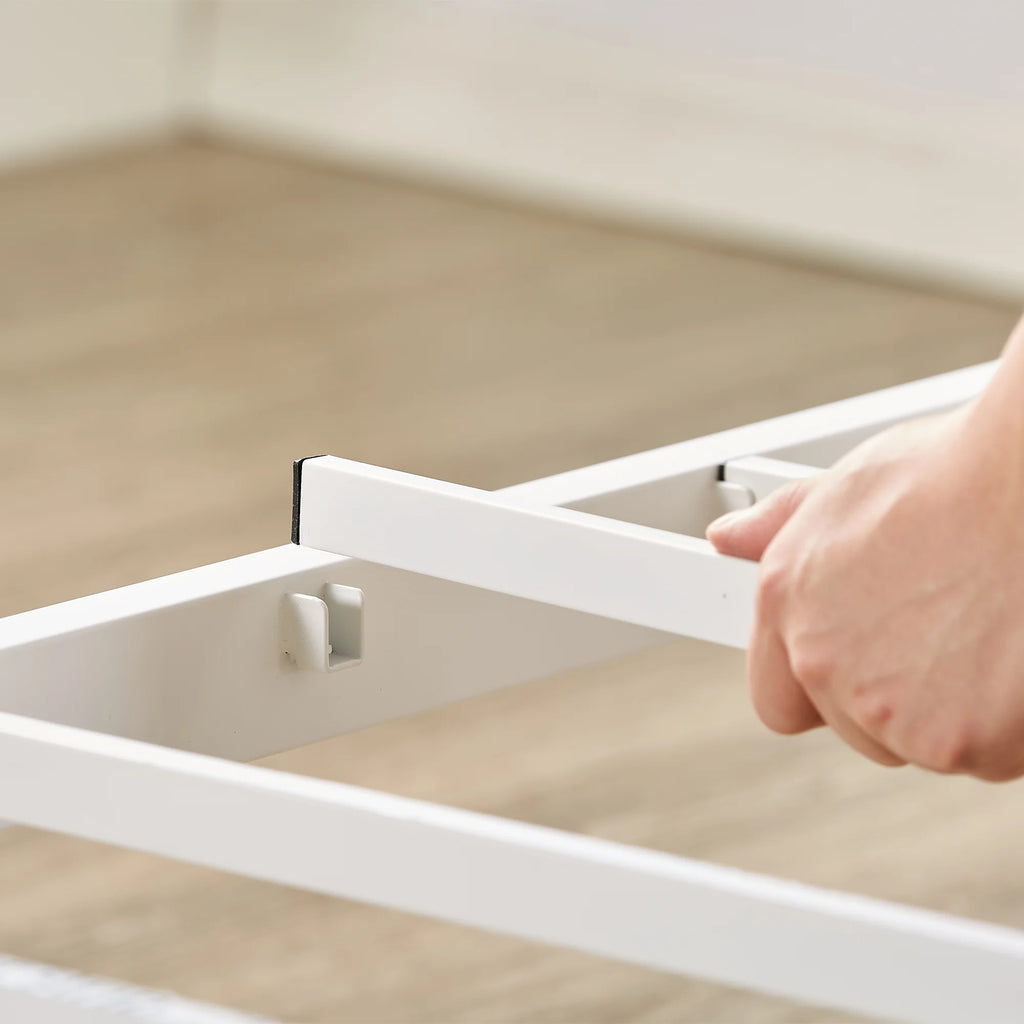 King White Metal Platform Bed Frame F3124
