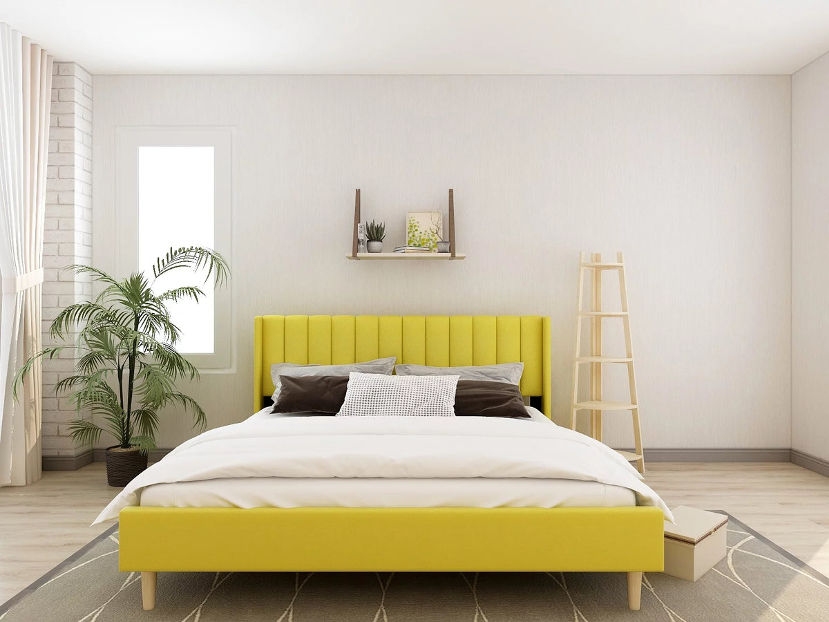 Full Low Profile Upholstered Platform Bed Dark-Grey Velvet V971