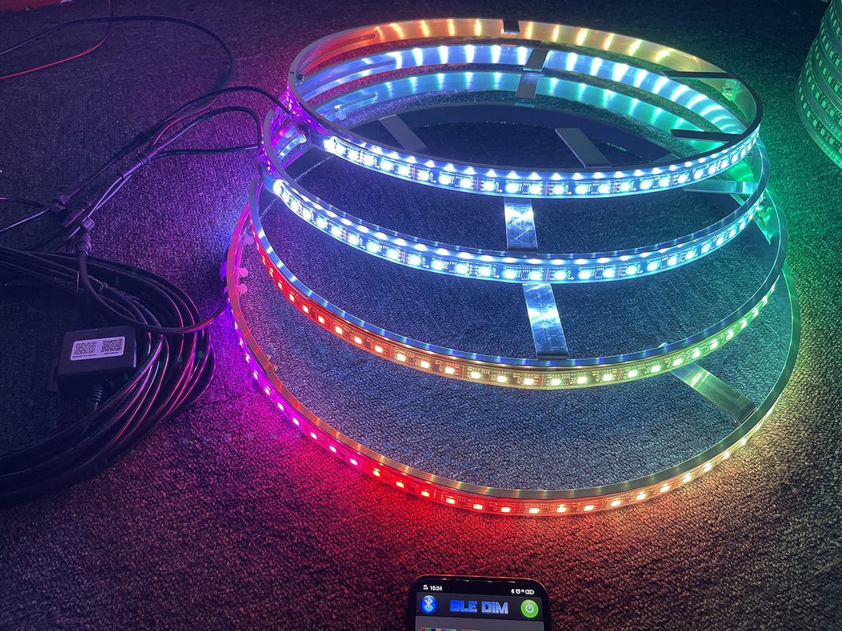 17.5'' LED Wheel Ring Lights Bluetooth Controlled 4 Lights E770145