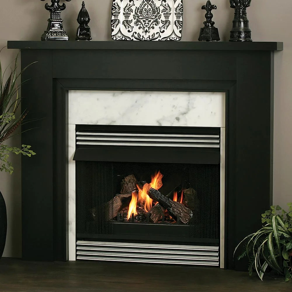 White Wood Fireplace Mantel Surround Kit with Shelf and Trim C555992