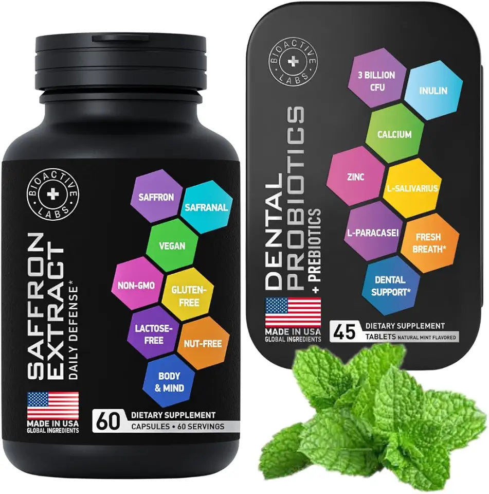 Dental Probiotic and Saffron Extract Capsules Bundle Q918799