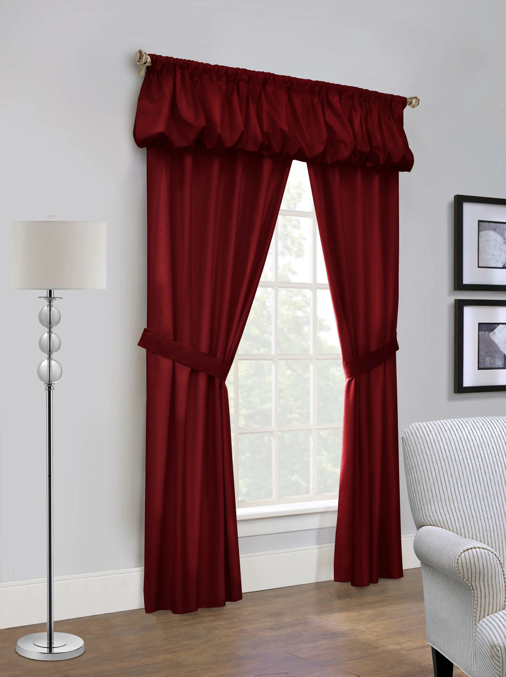 Burgundy 80" x 63" Window Dressing Set U7809