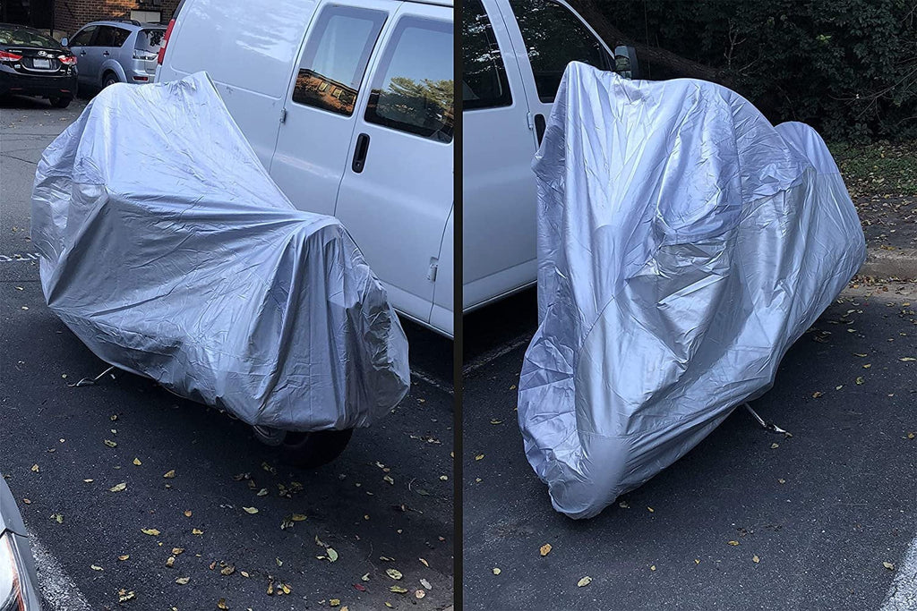 Weatherproof Motorcycle Cover with Securing Straps and Storage Bag O189515