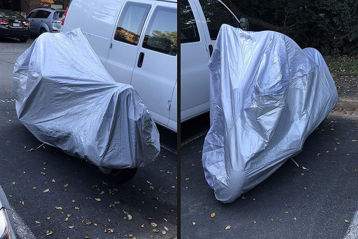 Weatherproof Motorcycle Cover with Securing Straps and Storage Bag O189515