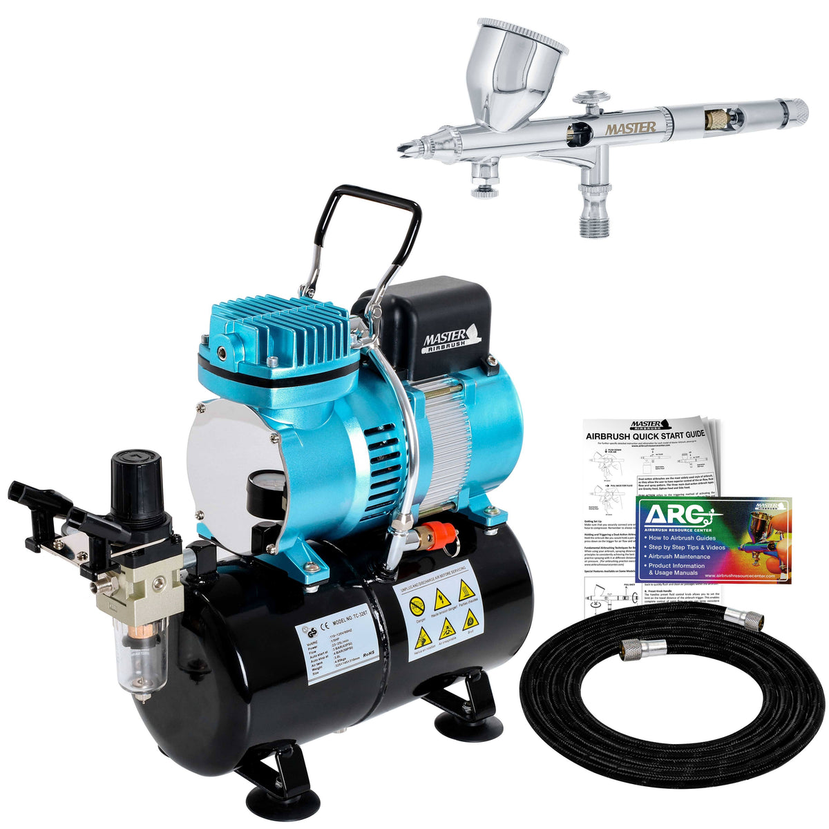 0.2 Dual-Action Gravity Airbrush Kit with Tank Air Compressor Z791