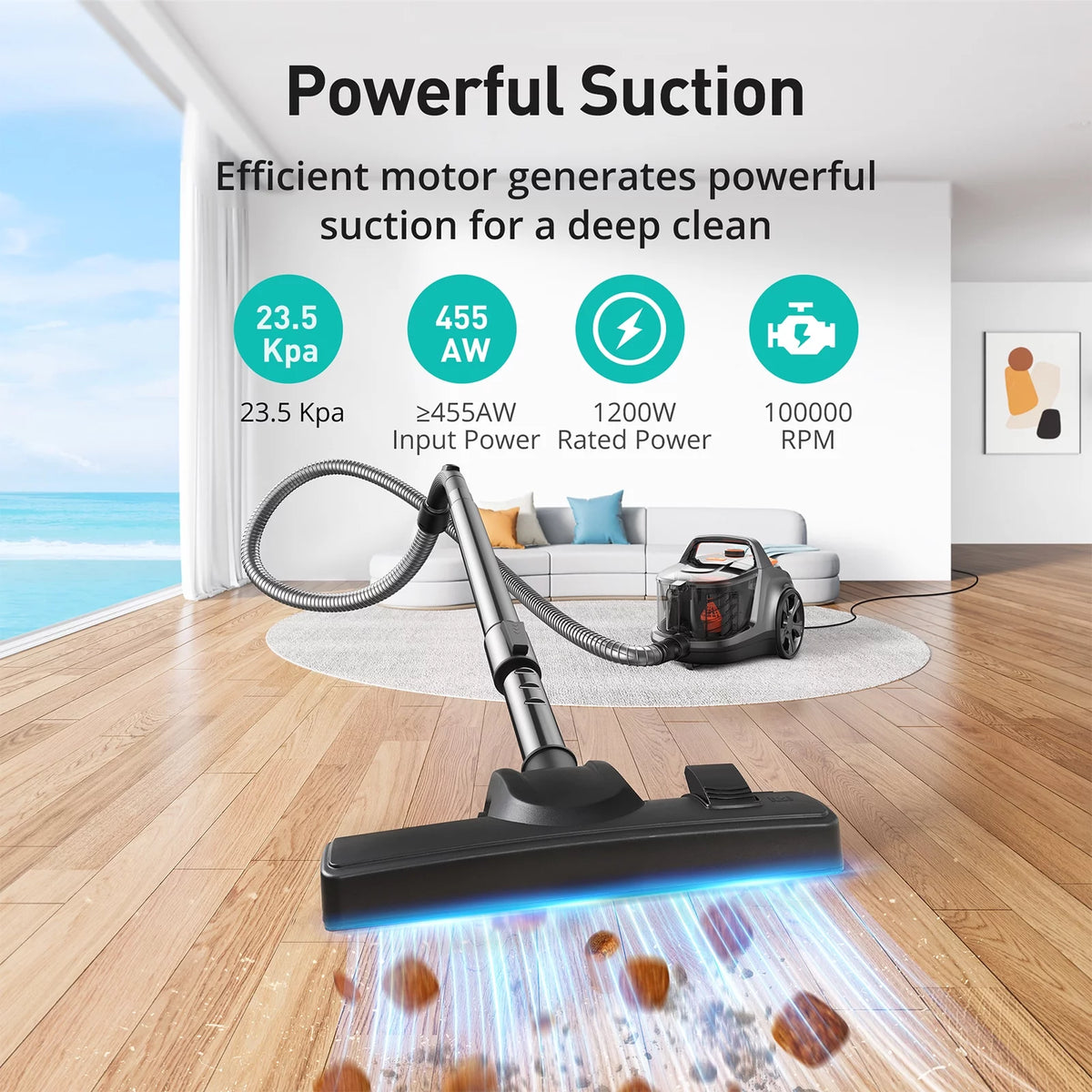 1200W 3.6QT Bagless Canister Vacuum Cleaner V55763