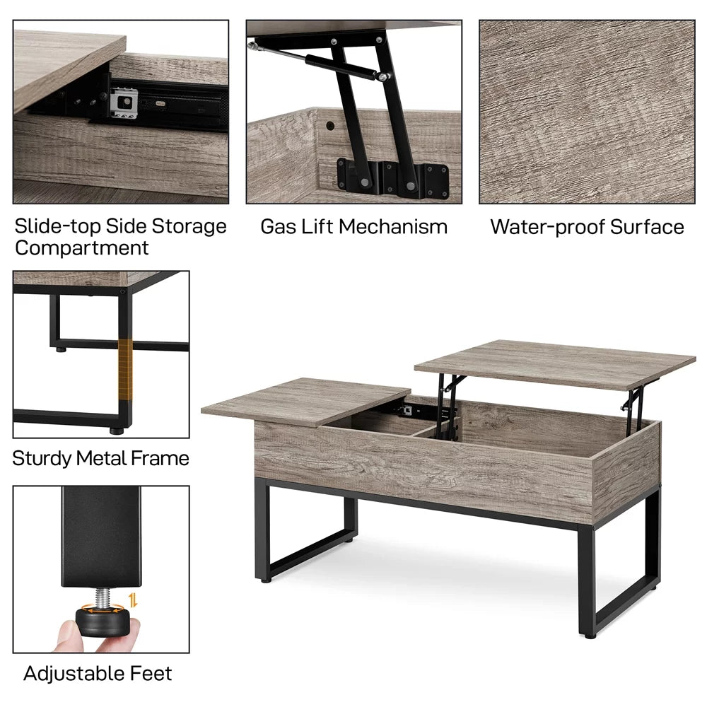 Rustic Gray Wood Lift Top Coffee Table M361