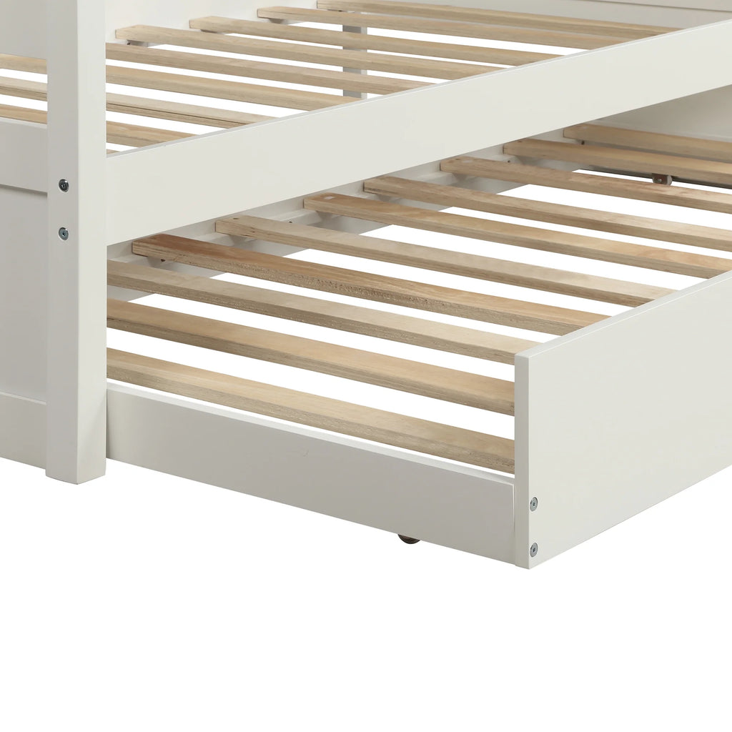 Solid Wood Daybed with Trundle White Q786941