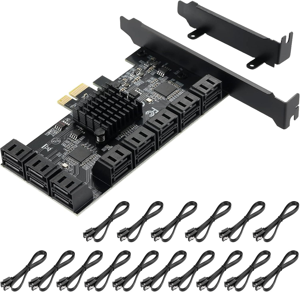 4X PCIE SATA Card 16 Ports with 16 SATA Cables A51789