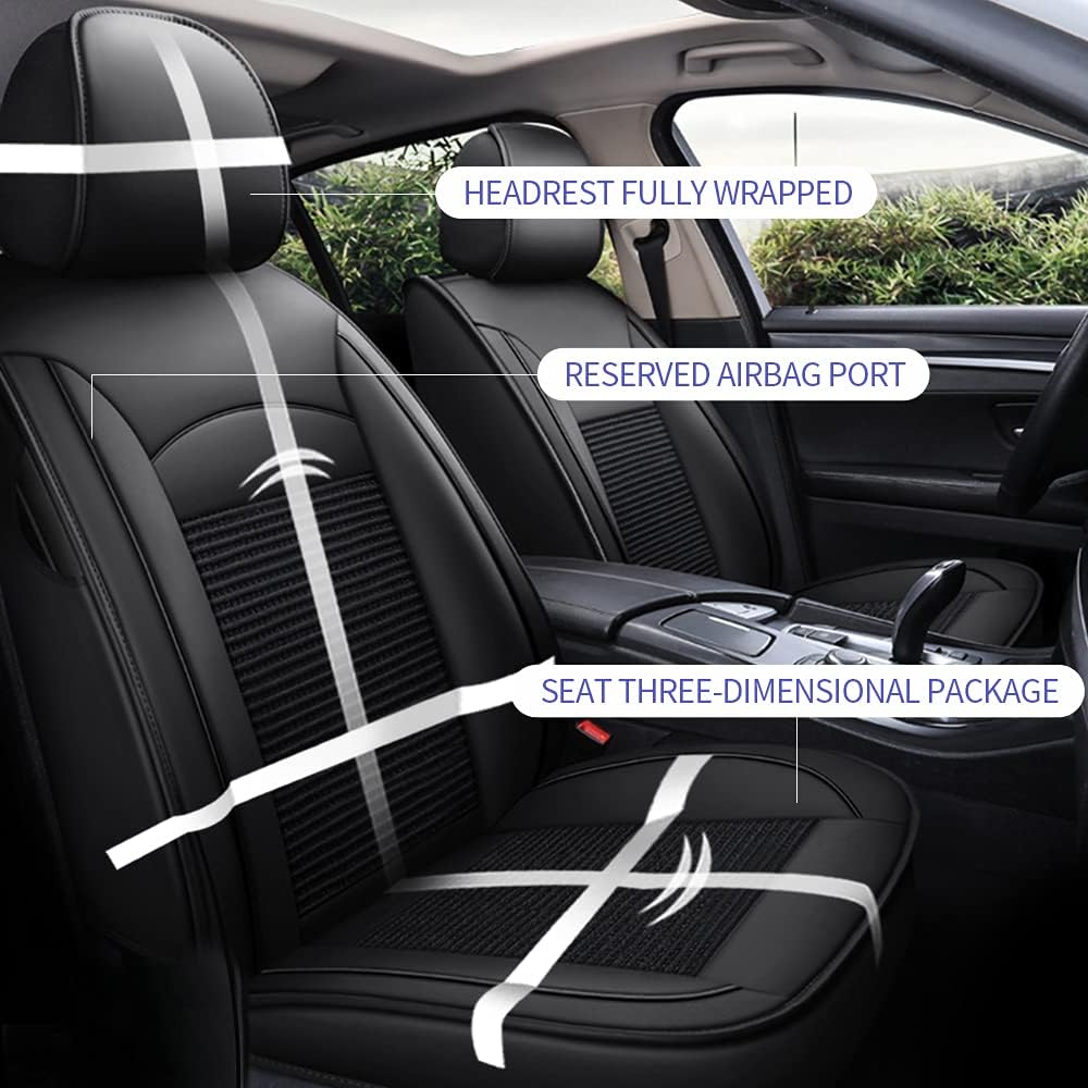 Custom Car Seat Covers Full Set 5 Seats Faux Leather Waterproof Black L112