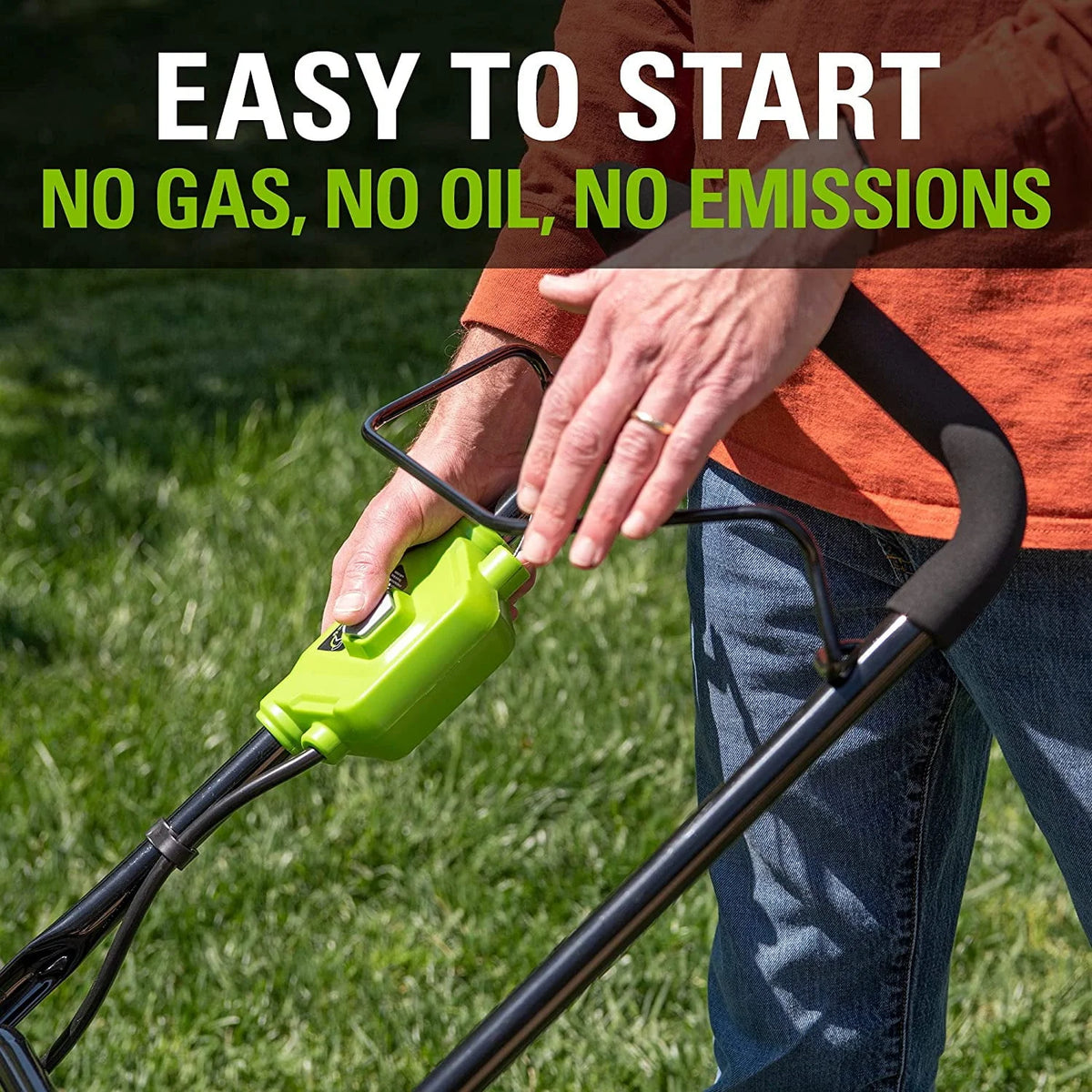 48V 17 Battery-Powered Push Lawn Mower with 2 x 24V 4Ah Batteries H801