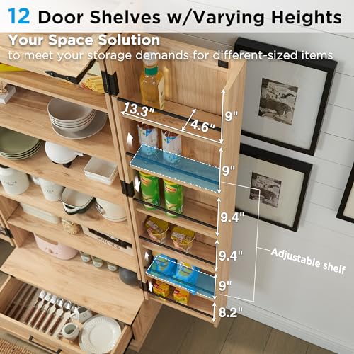 72" White Farmhouse Kitchen Pantry Cabinet with Drawer B39261