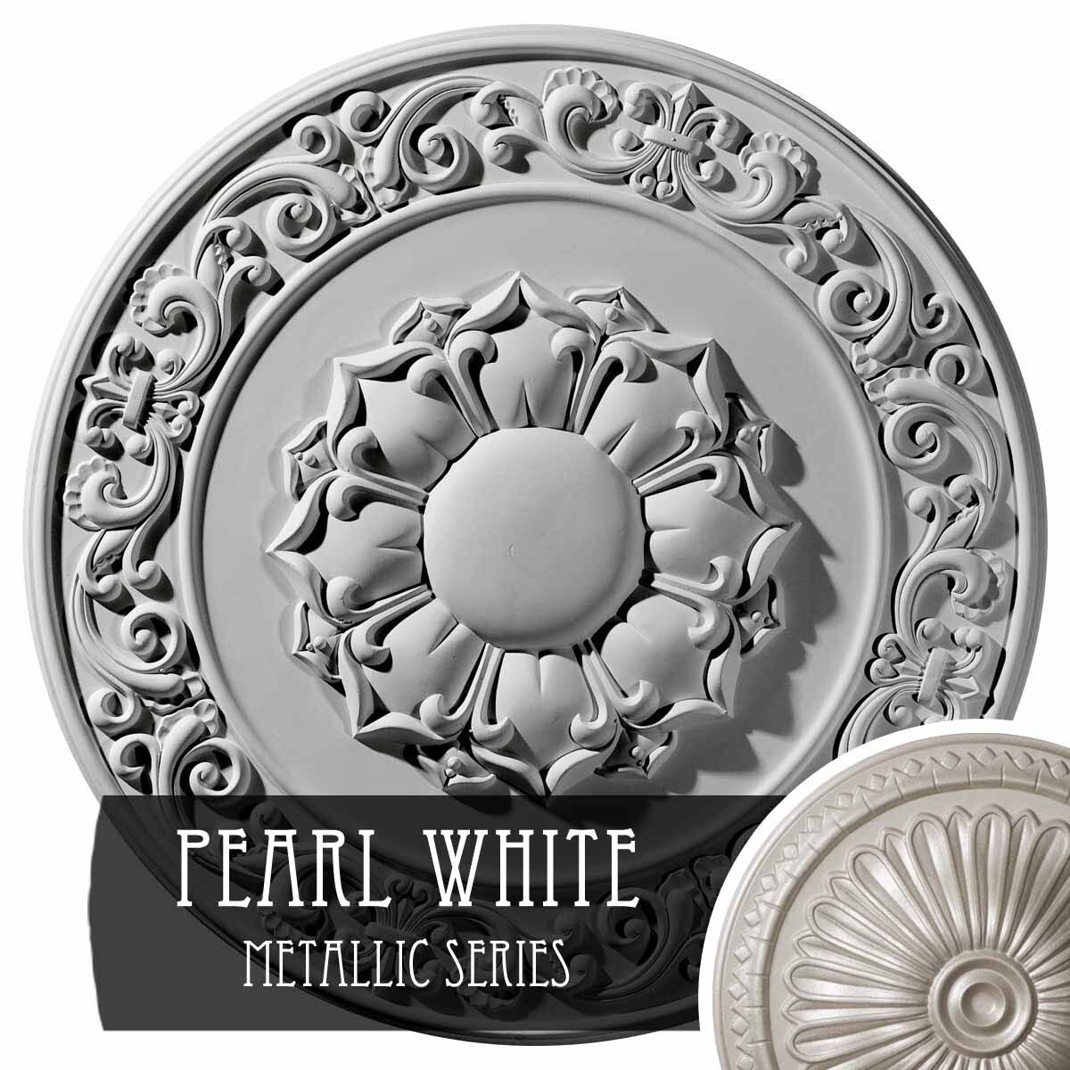 Ceiling Medallion Hand-Painted Pearl White A783934