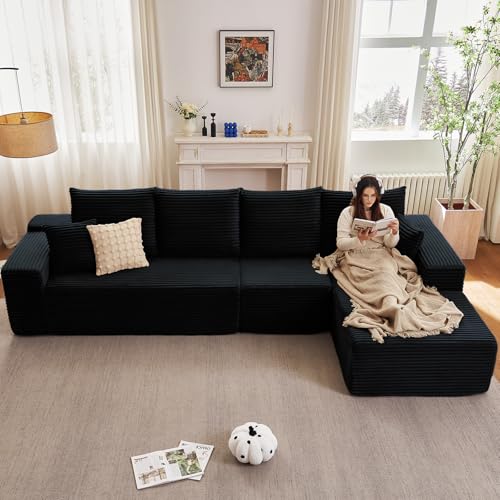 107" Modular Corduroy Sectional Sofa with Chaise X541