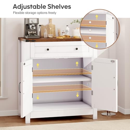 30" White Coffee Bar Station with Drawer and Adjustable Shelf V563018