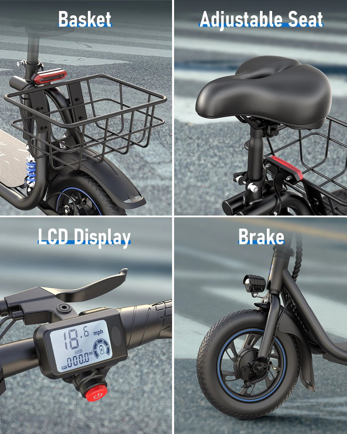 450W Electric Scooter with Seat and Basket J6645