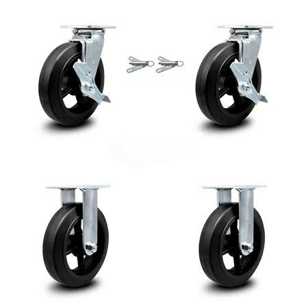 8" Rubber on Cast Iron Caster with Top Lock U958395