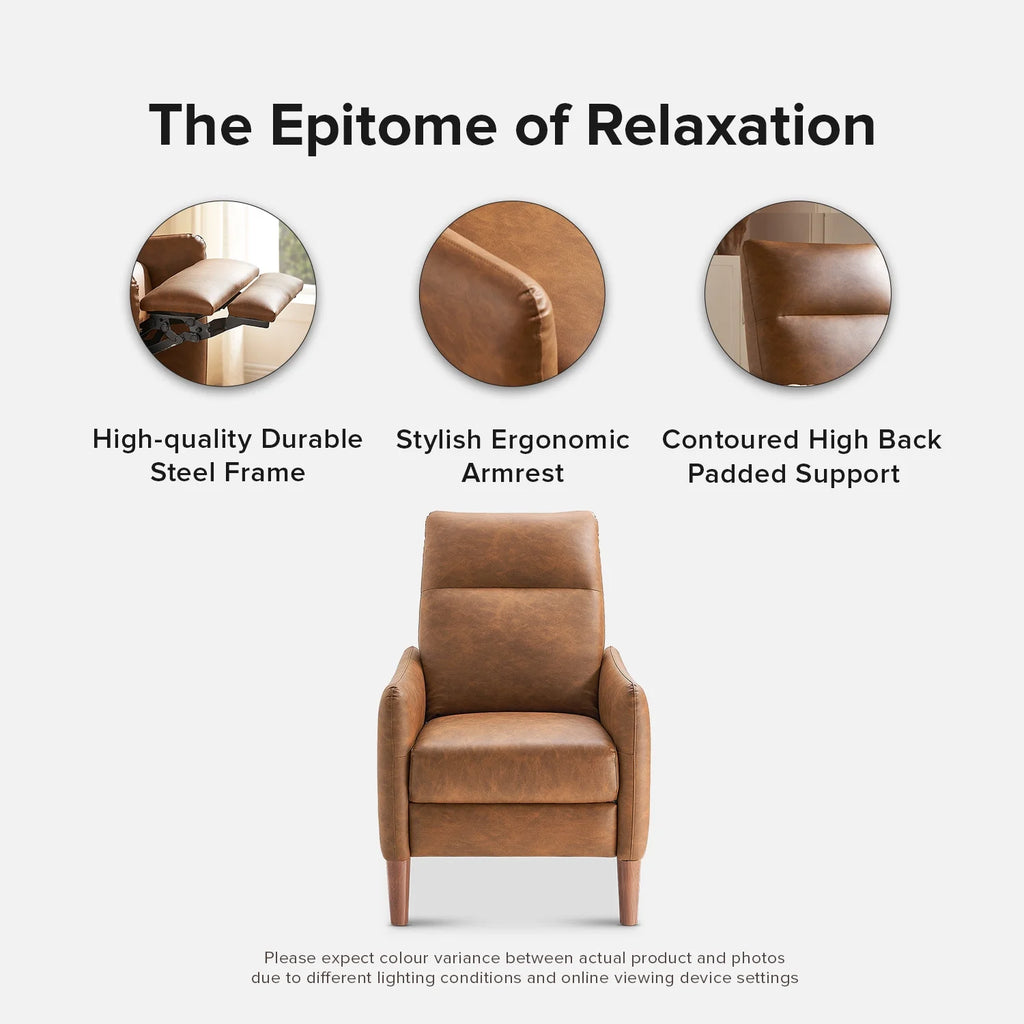 Pecan Brown Faux Leather Recliner P811222